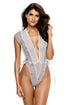 Sexy White Ribbon Sash Eyelash Chiffon Teddy